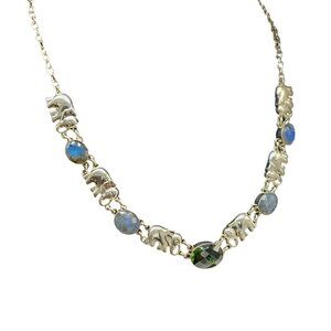 Nicky Butler Elephant Necklace Labradorite & Gemstone .925 Sterling Silver
